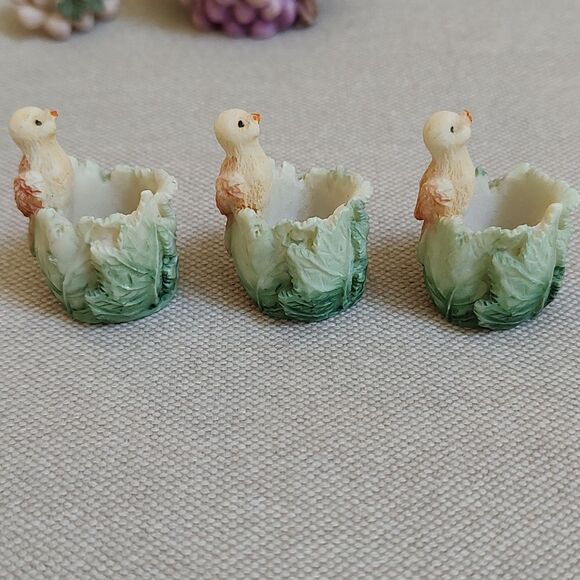 Miniature Tea Set Grape Teapot Bird Leaf Cups 7 Pieces Vintage - Picture 7 of 15